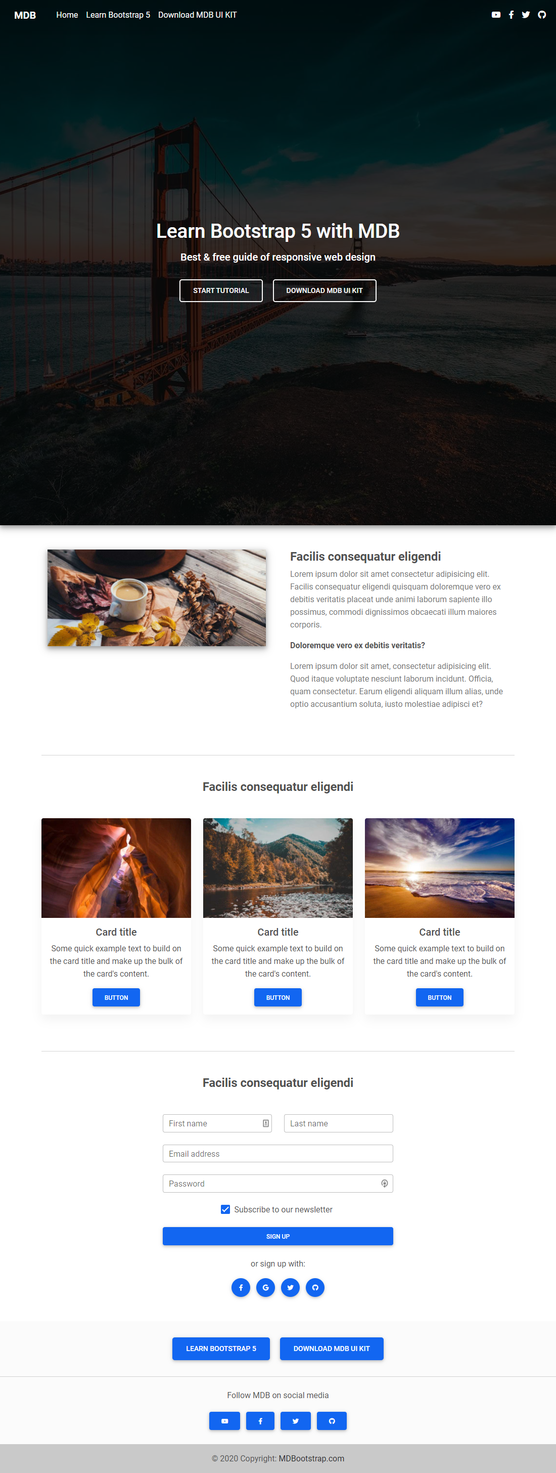Bootstrap Image Full Cover Template