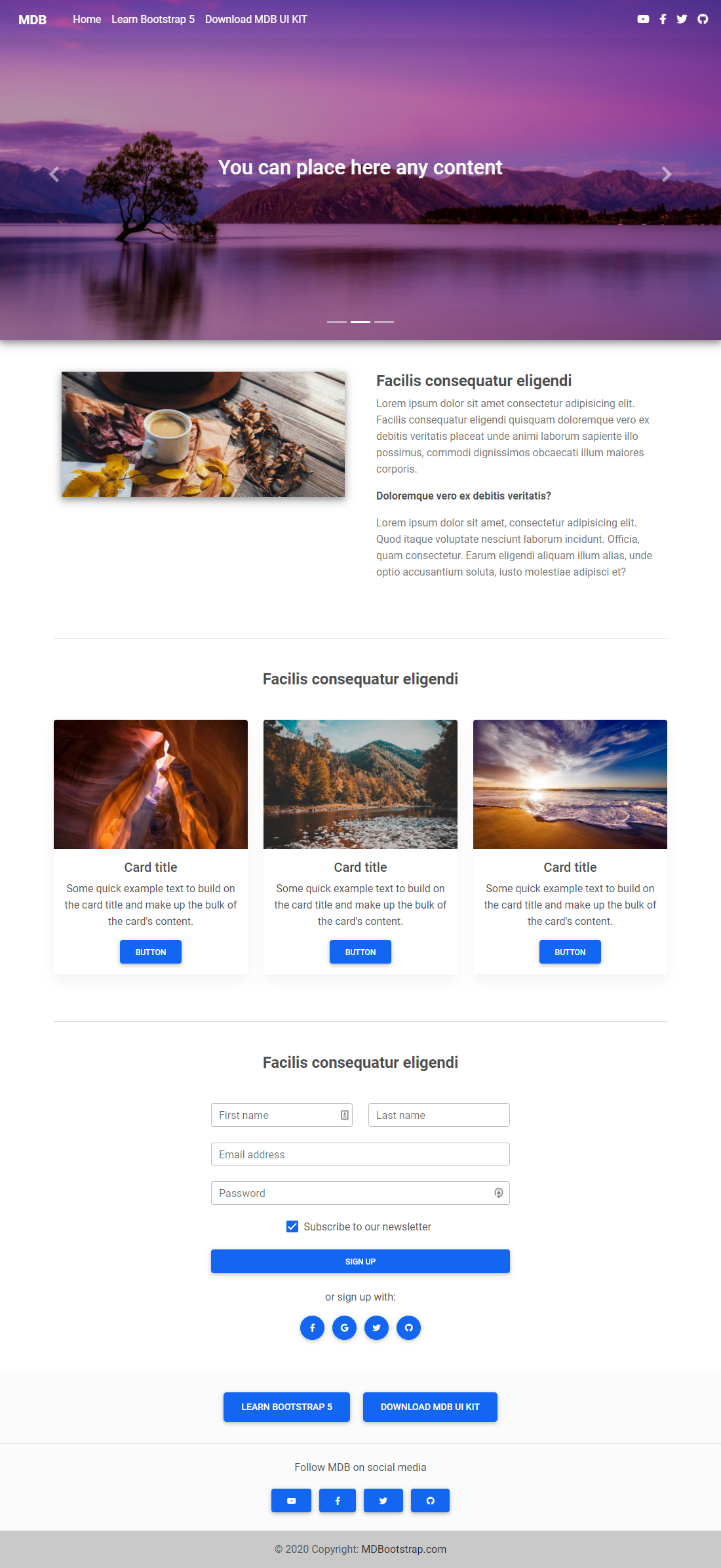 Bootstrap Carousel Half Cover Template