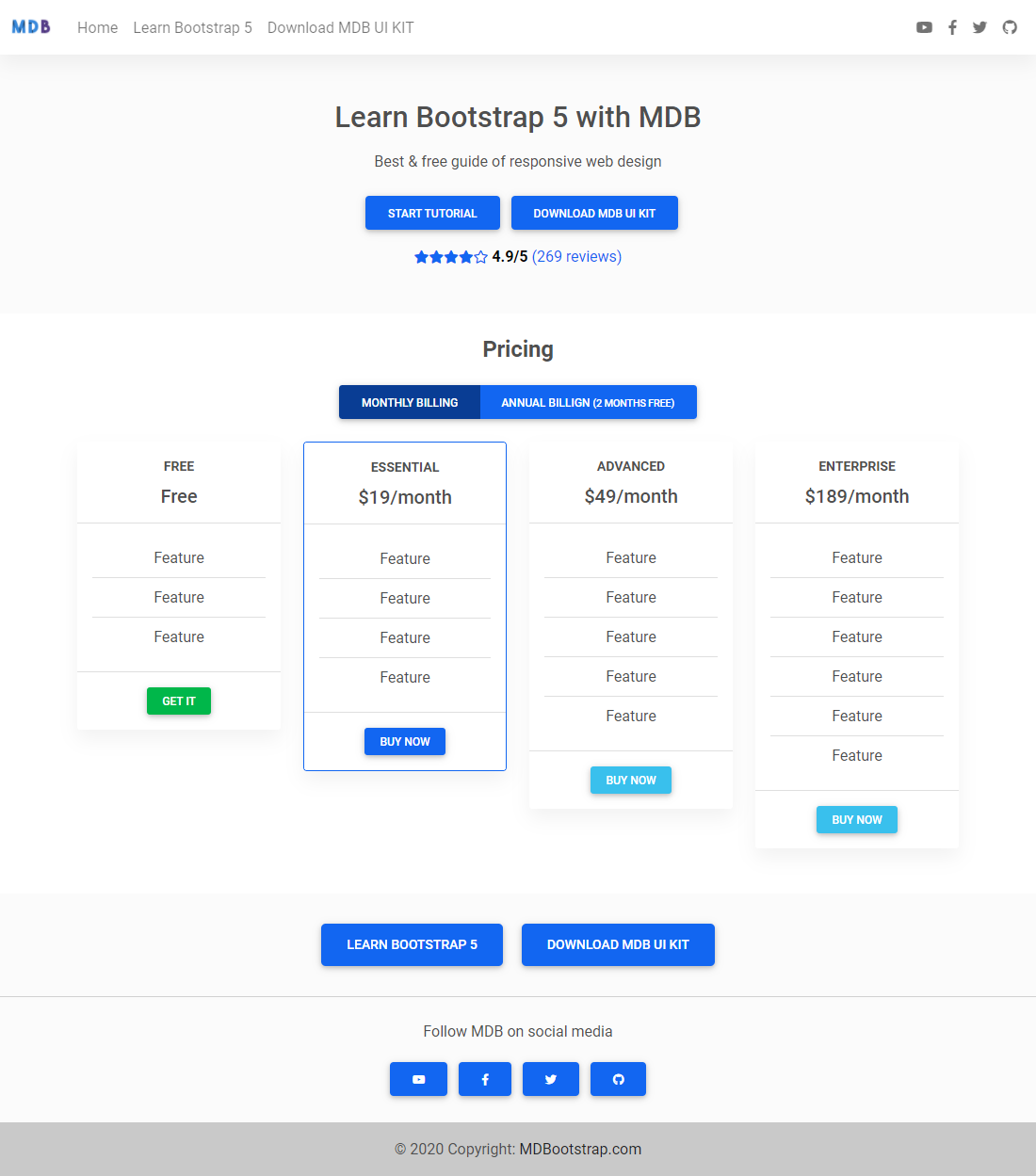 Bootstrap Pricing Template