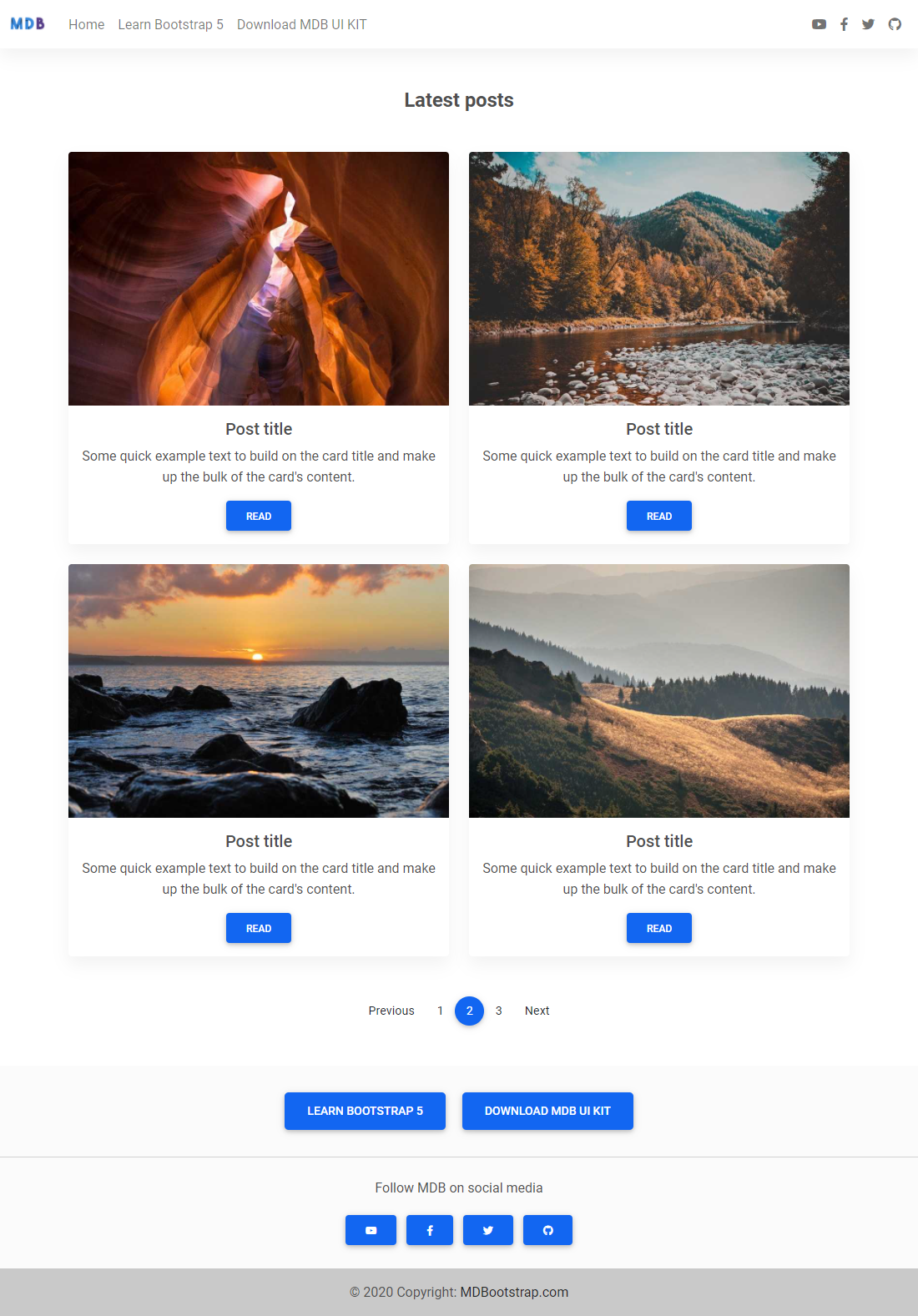 Bootstrap Two Column Layout Template